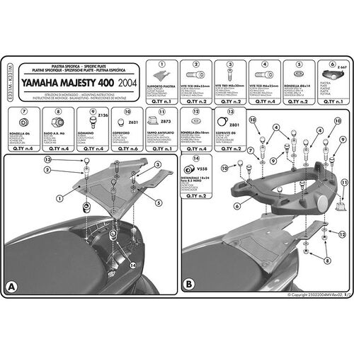 Topcase Givi TC-Trägerplatte Monolock® E331M für Yamaha YP 400 Majesty Neutral