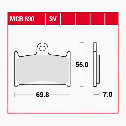 Plaquettes de frein de moto TRW Lucas plaquettes de frein MCB690  69,8x55x7mm Neutre