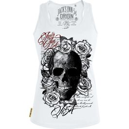 T-Shirts Jack's Inn 54 Damen Tanktop "Skull'n Roses" Weiß