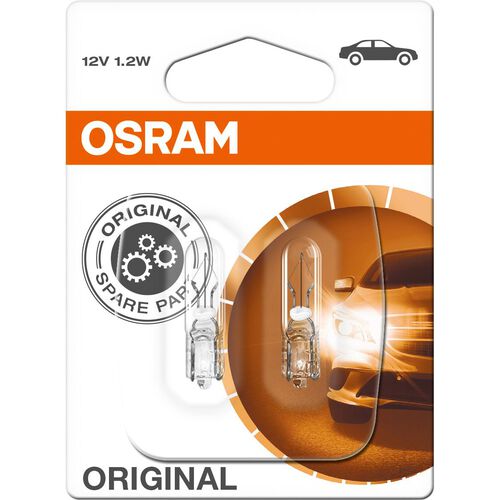Ampoules & systèmes d’éclairage de moto Osram Original ampoule couple 12V,1,2W base en verre W2x4.6d Neutre