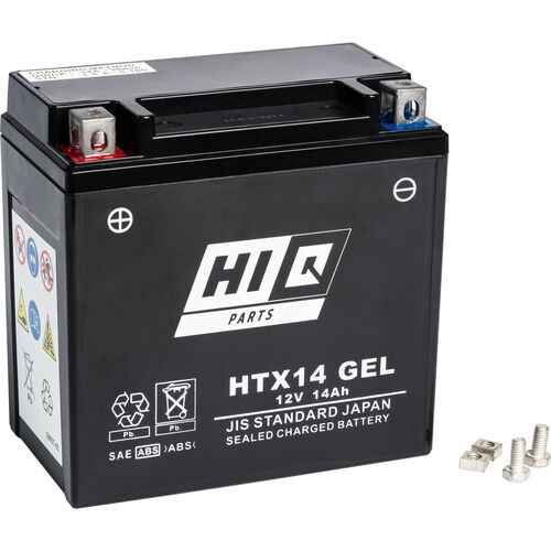 Motorcycle Batteries Hi-Q battery AGM Gel sealed HTX14-BS, 12V, 12Ah (YTX14-BS) Neutral
