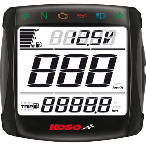 Koso XR-S 01 digital speedometer with indicator lights