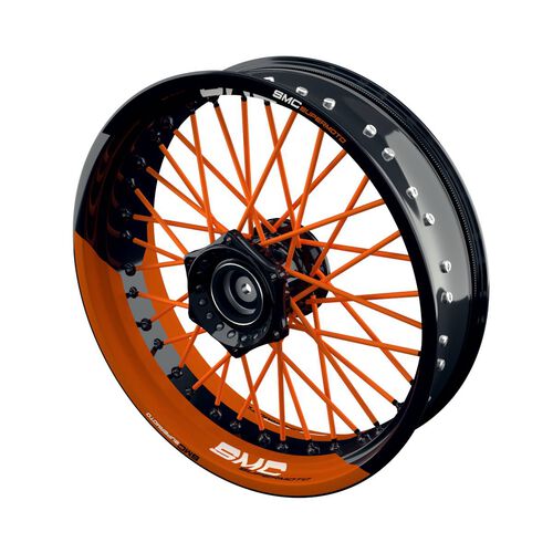 Motorrad Felgenrandaufkleber One-Wheel Felgenaufkleber SMC Supermoto geteilt halb halb orange glänz