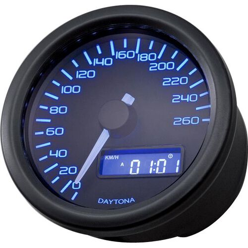 Instrumente & Uhren Daytona Tacho Velona Ø60mm blau bis 260 Km/h schwarz