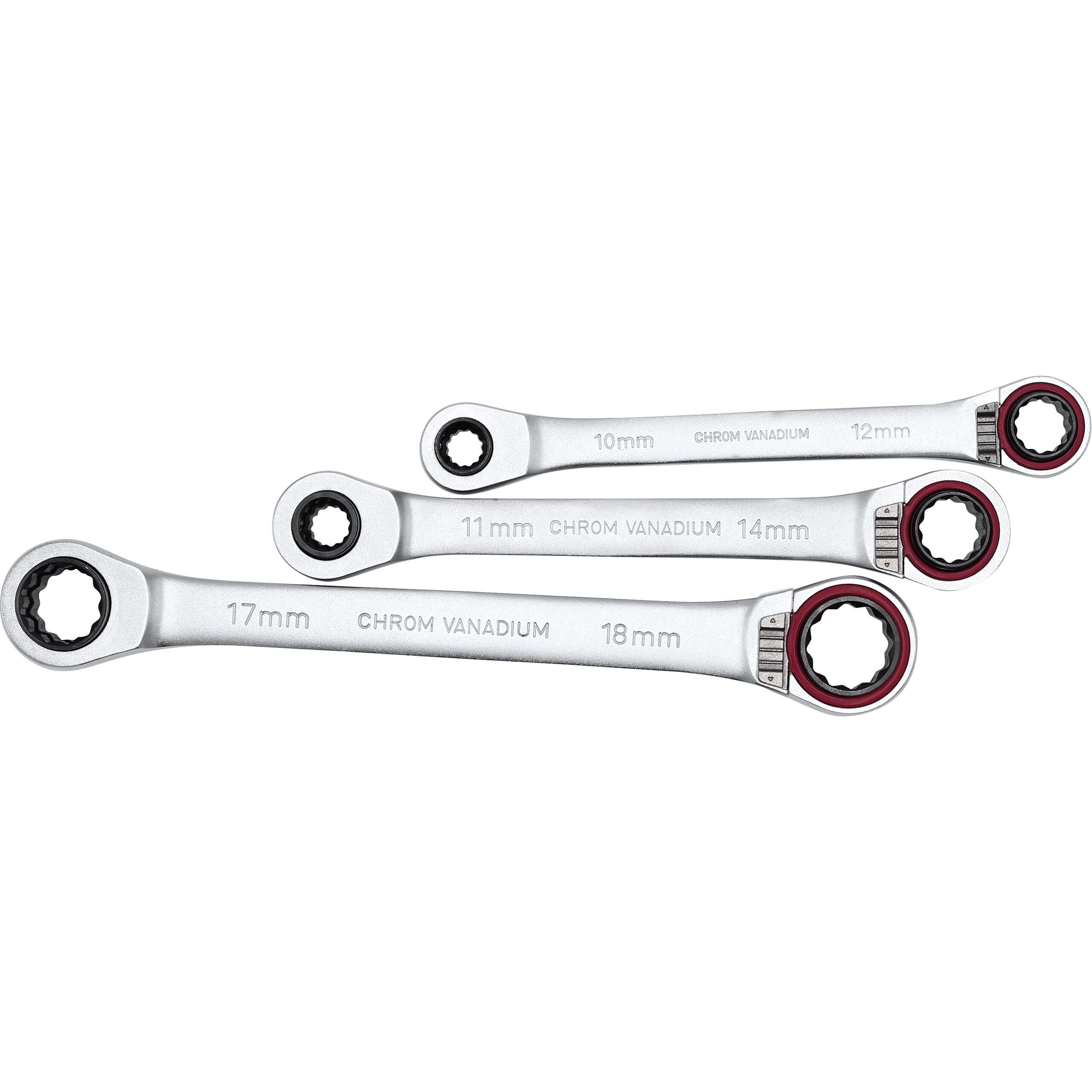 Car Dirt Bike 5.5-24mm Double Ring Offset Spanner Wrench Scooter Steel Chrome US