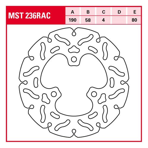 Disques de frein de moto TRW Lucas disque de frein RAC rigide MST236RAC 190/58/80/4mm Gris