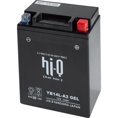 Batteries de moto Hi-Q batterie AGM Gel scellé HB14L-A2, 12V, 14Ah (YB14L-A2, YB14L Neutre