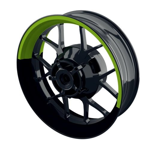 Autocollant de bord de jante de moto One-Wheel Wheel rim stickers half-half split black green matte Vert