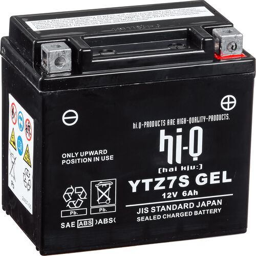 Batteries de moto Hi-Q batterie AGM Gel scellé HTZ7S, 12V, 6Ah (YTZ6S, YTZ7S) Neutre