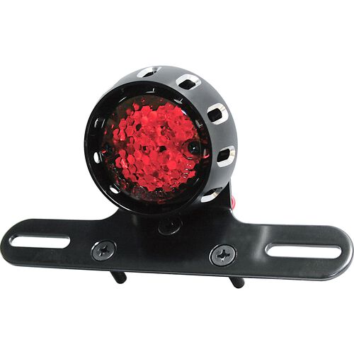 Motorcycle Rear Lights & Reflectors Shin Yo LED taillight MILES Ø72mm with license number bracket black