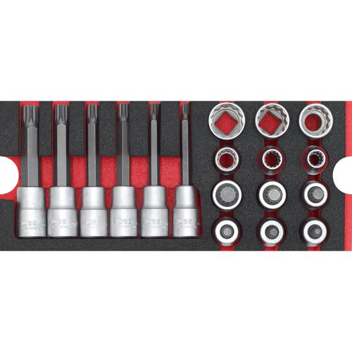 Hexagon Keys, Torx & Inch Tools WGB XZN socket set 1/2" red 18-piece Beige