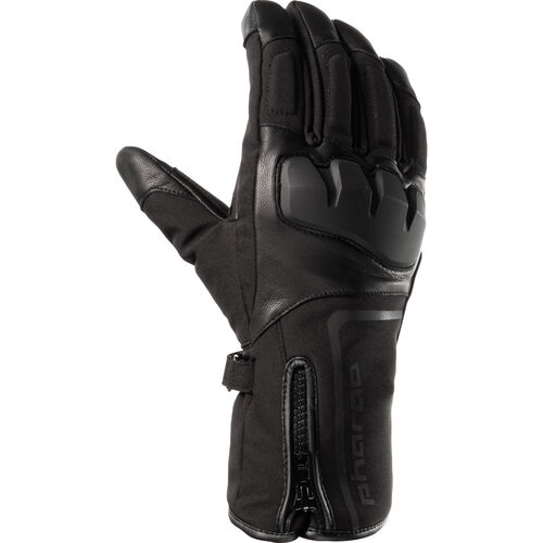 Motorcycle Gloves Tourer Pharao Quebec WP Leather / textile glove long Black