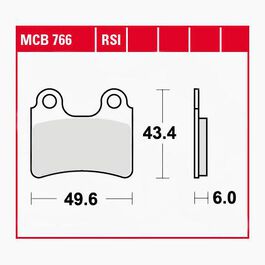 Bremsbeläge organisch MCB766  49,6x43,4x6mm