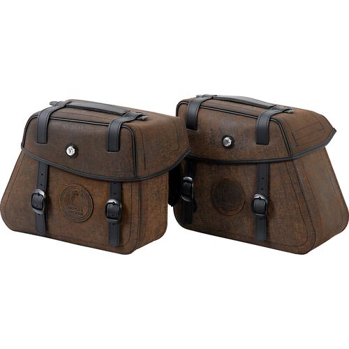 Sacoches de selle pour moto Hepco & Becker paire de sacs de selle en cuir Rugged de C-Bow brun Gris