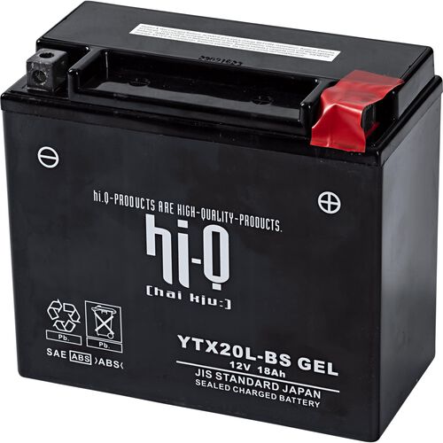 Batteries de moto Hi-Q batterie AGM Gel scellé HTX20L-BS, 12V, 18Ah (YTX20L-BS) Neutre