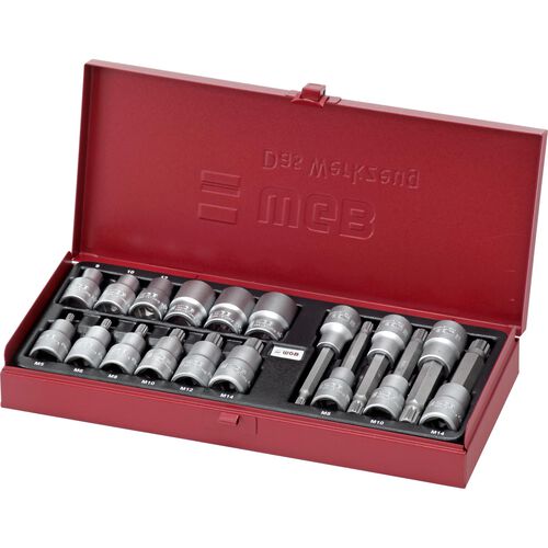 Motorbike Tool Cases & Tool Ranges WGB 12,5mm (1/2") XZN socket wrench inserts 18 pieces 3900 Red