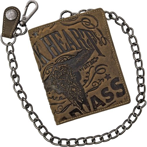 Motorcycle Wallets Jack's Inn 54 Wallet high with chain "Black Way" vintage brown White