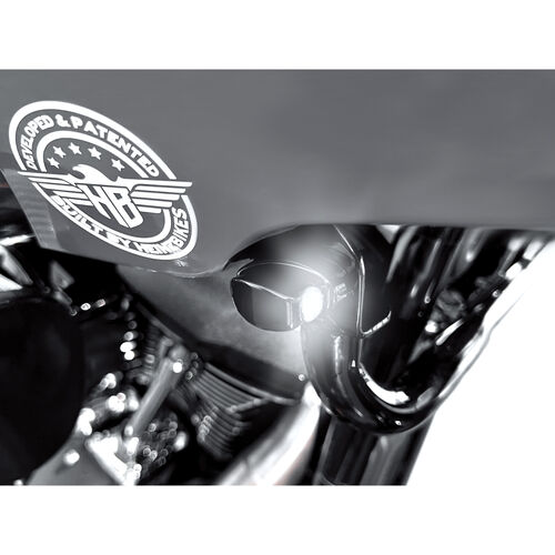 Motorcycle LED Indicators HeinzBikes LED alu indicator/positionlightpair Nano ST black White