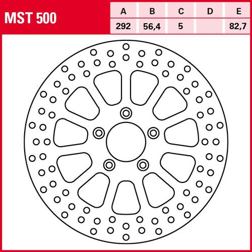 Disques de frein de moto TRW Lucas disque de frein Street rigide MST500 292/56,4/82,7/5mm Rouge