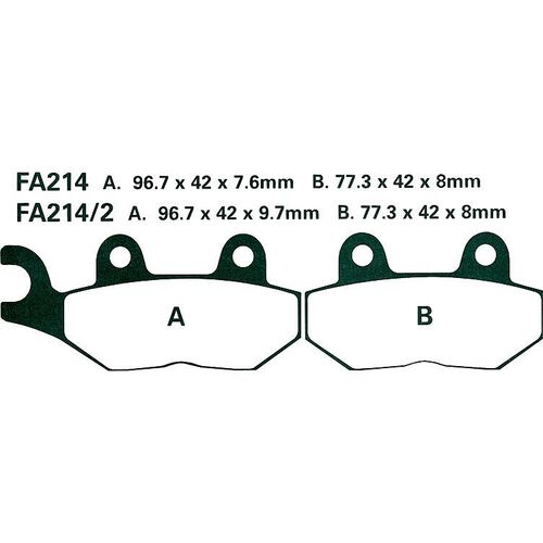 Plaquettes de frein de moto Hi-Q plaquettes de freins FA214  96,7/77,3x42x7,6/8mm Neutre