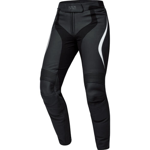 Pantalons de moto en cuir IXS RS-600 1.0 LD Sport Pantalon cuir femme noir/blanc 44