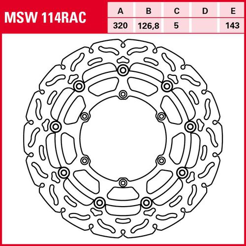 Motorcycle Brake Discs TRW Lucas brake disc RAC floating MSW114RAC 320/126,8/143/5mm Green
