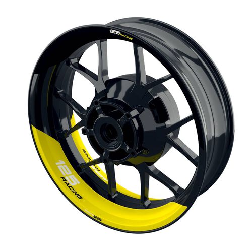 Autocollant de bord de jante de moto One-Wheel Wheel rim stickers 125 Racing split half-half yellow glossy Jaune