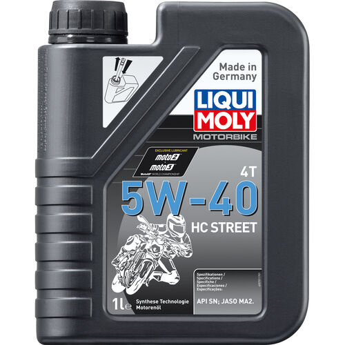 Motorcycle Engine Oil Liqui Moly Motorbike 4T 5W-40 HC Street 1 Liter Neutral