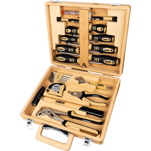 Tool Cases & Rolls Mannesmann Tool case Ecoline bamboo 24 pieces Black