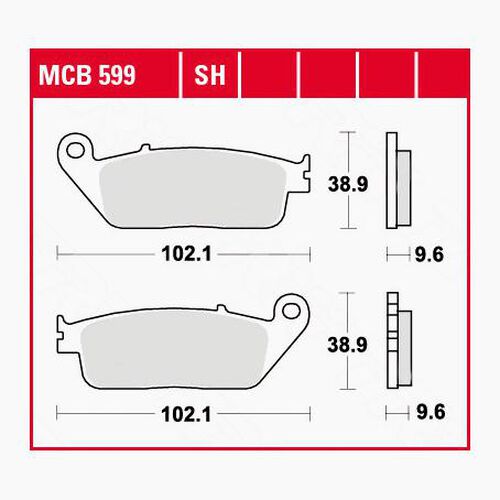 Plaquettes de frein de moto TRW Lucas plaquettes de frein MCB599  102,1x38,9x9,6mm Neutre