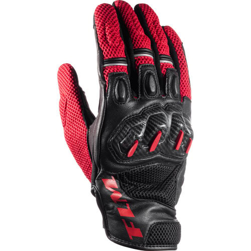 Motorcycle Gloves Sport FLM Ramair leather/textile glove short Red