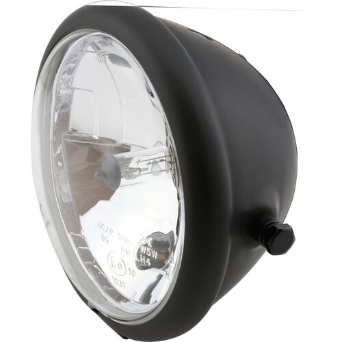 Phares & supports de phare de moto Shin Yo H4 projecteur Ø157mm Bates verre clair latérale noir mat Bleu