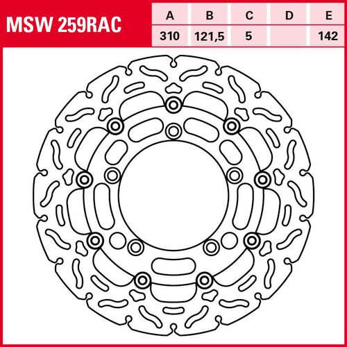 Motorcycle Brake Discs TRW Lucas brake disc RAC floating MSW259RAC 310/121,5/142/5mm Green