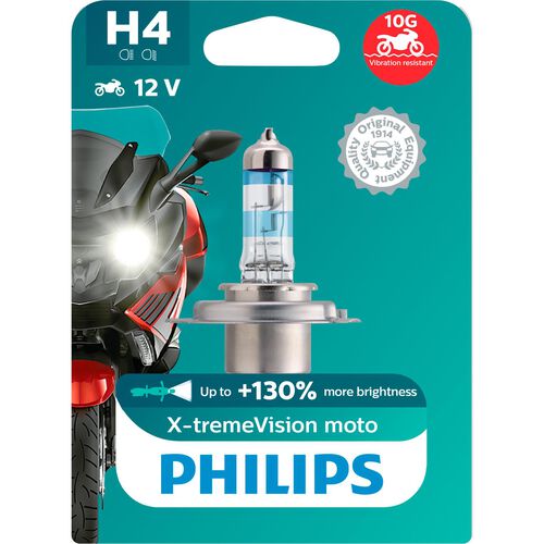 H4 Glühbirne X-tremeVision Moto +130% 12V 60/55W P43T