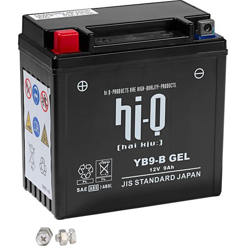 Motorradbatterien Hi-Q Batterie AGM Gel geschlossen HB9-B, 12V, 9Ah Neutral