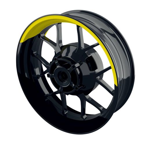 Autocollant de bord de jante de moto One-Wheel Wheel rim stickers split half-half black yellow matte Jaune
