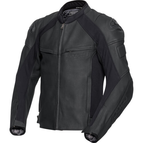Motorcycle Leather Jackets FLM Brooklands leather combi jacket Black