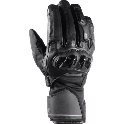 Gants de moto Sport FLM Torque WP gant de cuir et textile court p. femme longue Noir