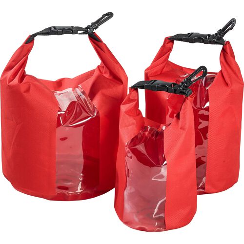 Motorcycle Rear Bags & Rolls QBag set of 3 inside pockets/roll bags 15 liters red Black