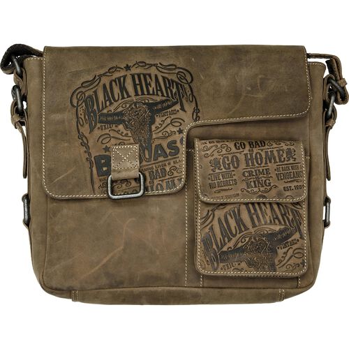 Leisure Bags Jack's Inn 54 leather messengerbag L "Black Snakebite" black vintage