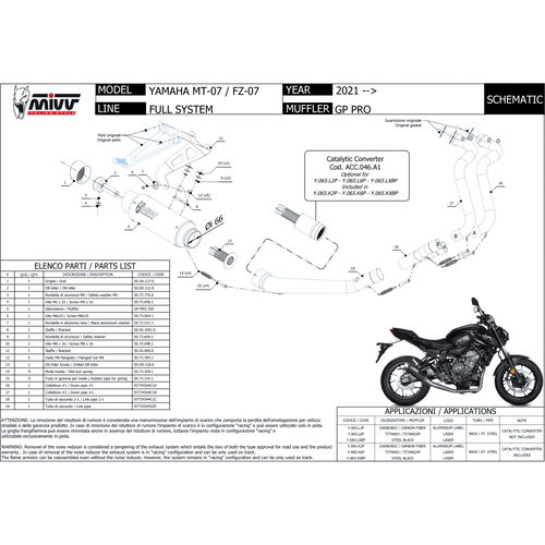 Motorrad Auspuffanlagen & Endschalldämpfer MIVV GP Pro Auspuff 2-1 Y.065.KXBP schwarz für Yamaha MT-07 2021- Blau