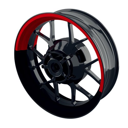 Motorcycle Wheel Rim Stickers One-Wheel Wheel rim stickers half-half split black red glossy
