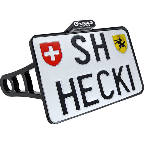 Motorcycle License Plate Frame HeinzBikes lateral license plate holder CH 180mm HBSKZ-TRBO-CH black
