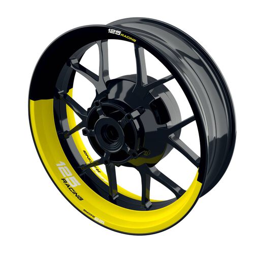 Autocollant de bord de jante de moto One-Wheel Wheel rim stickers 125 Racing half-half split yellow glossy Jaune