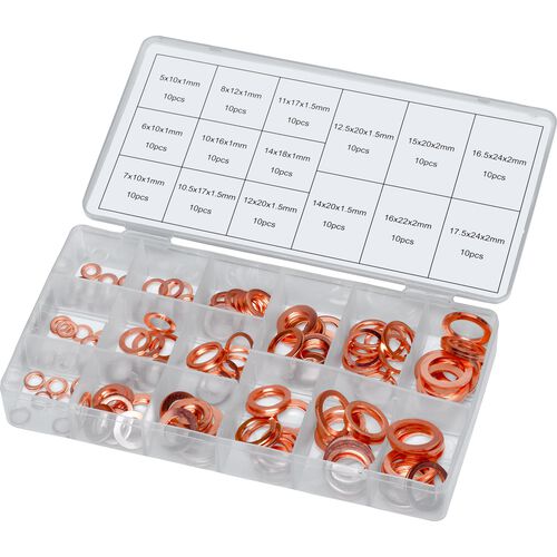 Screws & Small Parts Hi-Q Tools copper seal ring set 15 sizes 150 pieces Grey