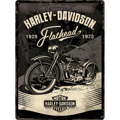 Plaques en tôle & rétro pour moto Nostalgic-Art Signe en métal 30 x 40 Harley-Davidson "Flathead Black" Neutre