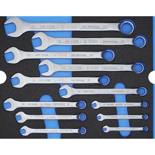 Combination wrench set blue cranked 12-piece