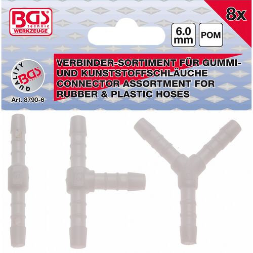 Motorcycle Fuel Filters & Hoses BGS Connector for rubber and plastic hoses, 8 pieces