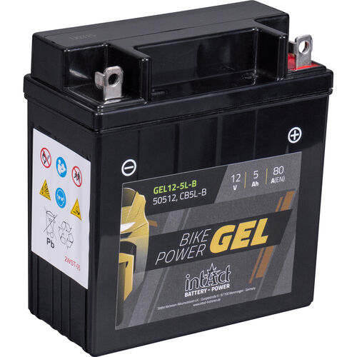 Motorcycle Batteries intAct battery Bike Power gel closed B5L-B  12 Volt, 5Ah (50512) Neutral