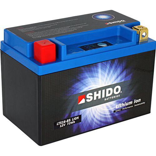 Batteries de moto Shido lithium batterie LTX16-BS, 12V, 6Ah (YTX16-BS/-1) Neutre